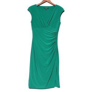 NWOT LAUREN Ralph Lauren Woman's Green Ruffle Dress Sleeveless Sheath Midi Sz 6
